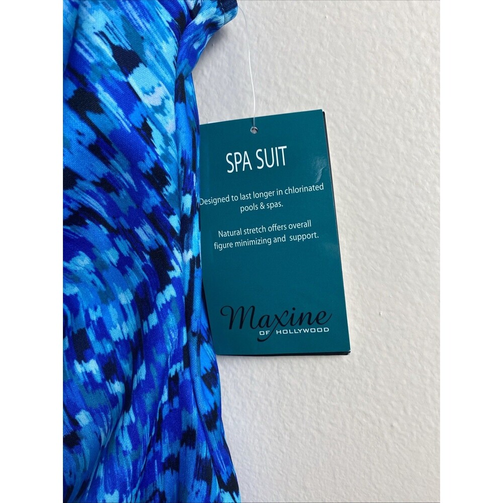 Maxine One Piece Swimsuit Women 14 Blue Spa Shirred Front UPF 50 Vacation Beach - Picture 6 of 15